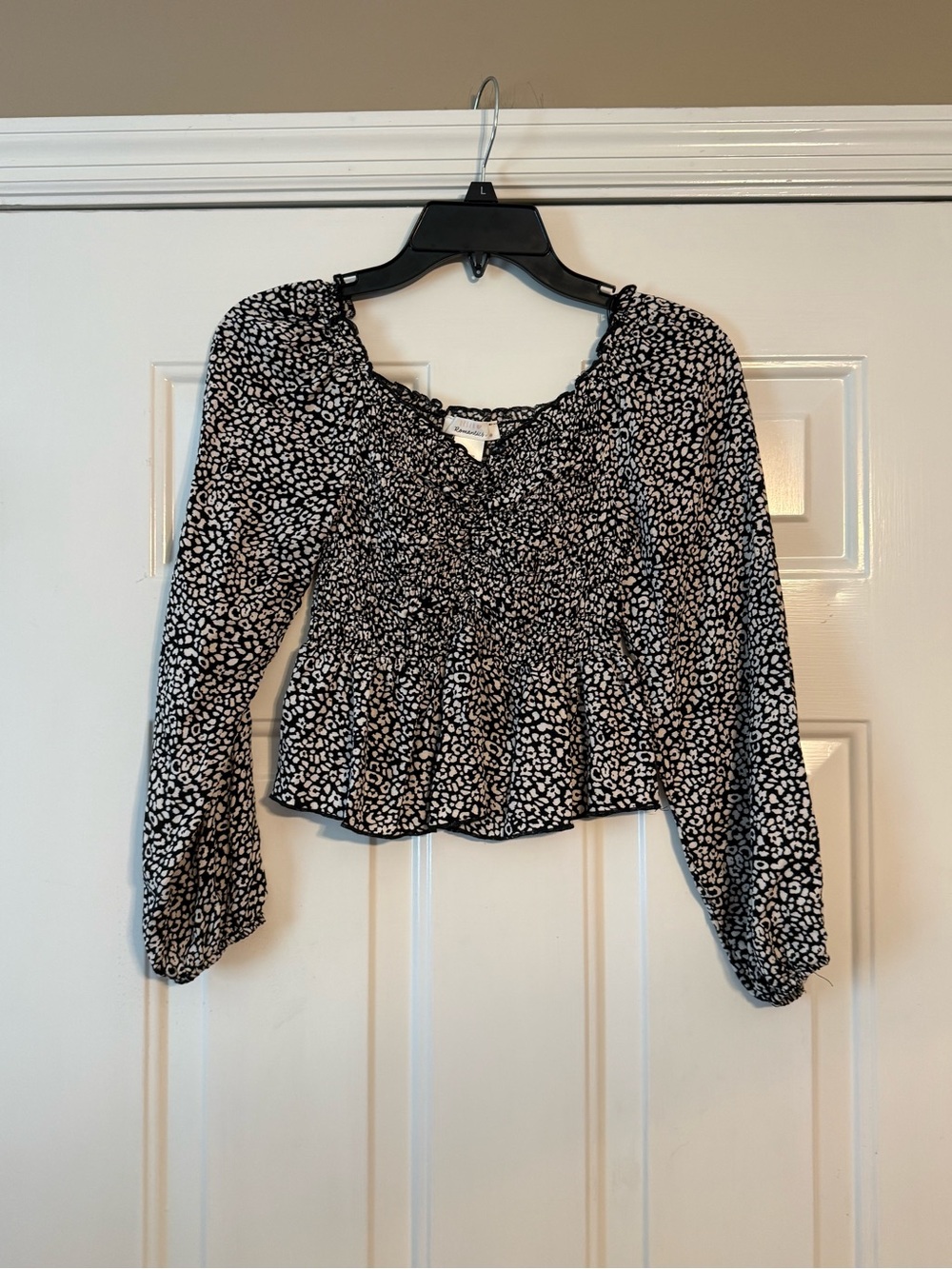 URBAN Romantics Black & White Smocked Peplum Blouse